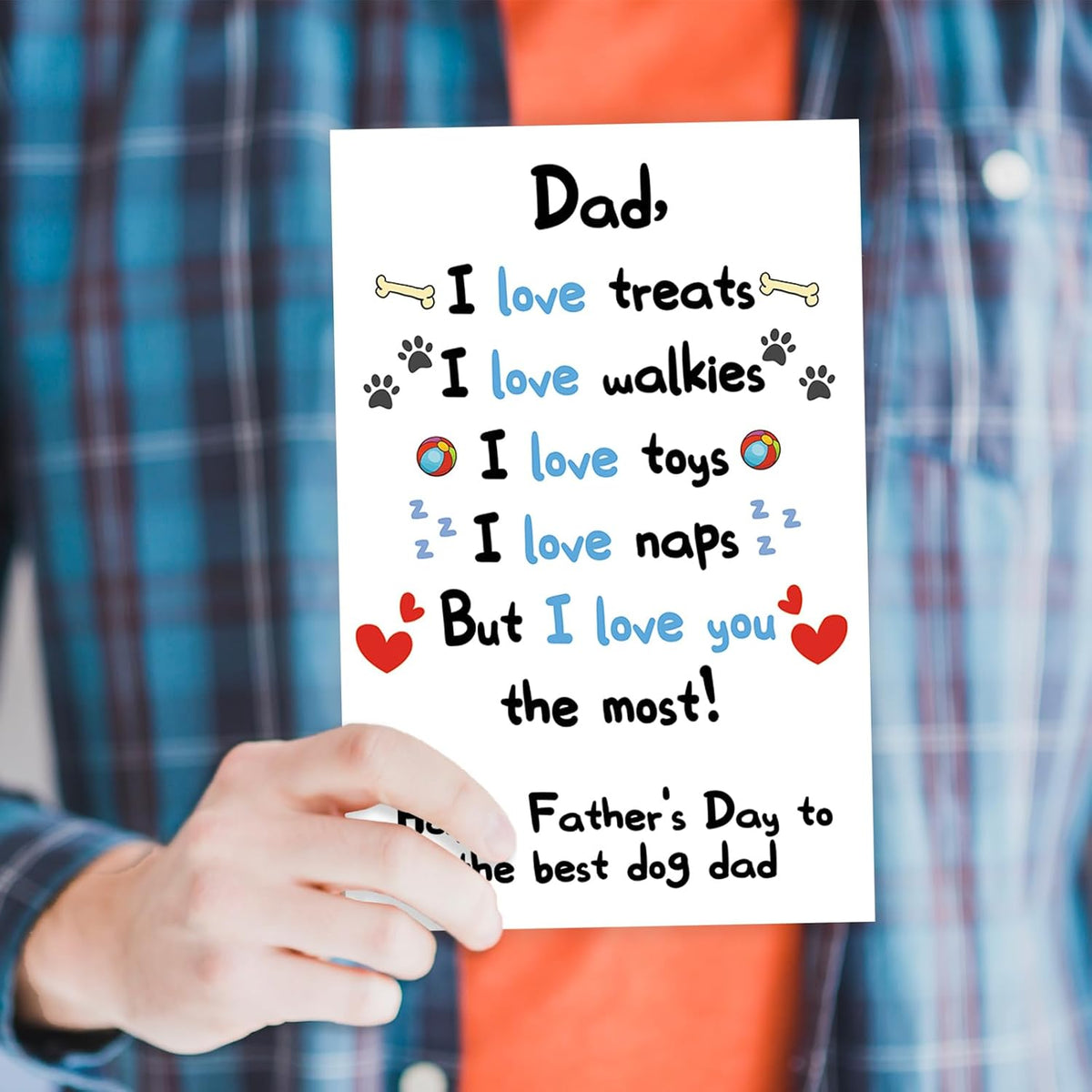 Funny Dog Dad Fathers Day Card from Son Daughter, Cute Dog Dad Gifts for Men, Happy Father s Day Card for Him