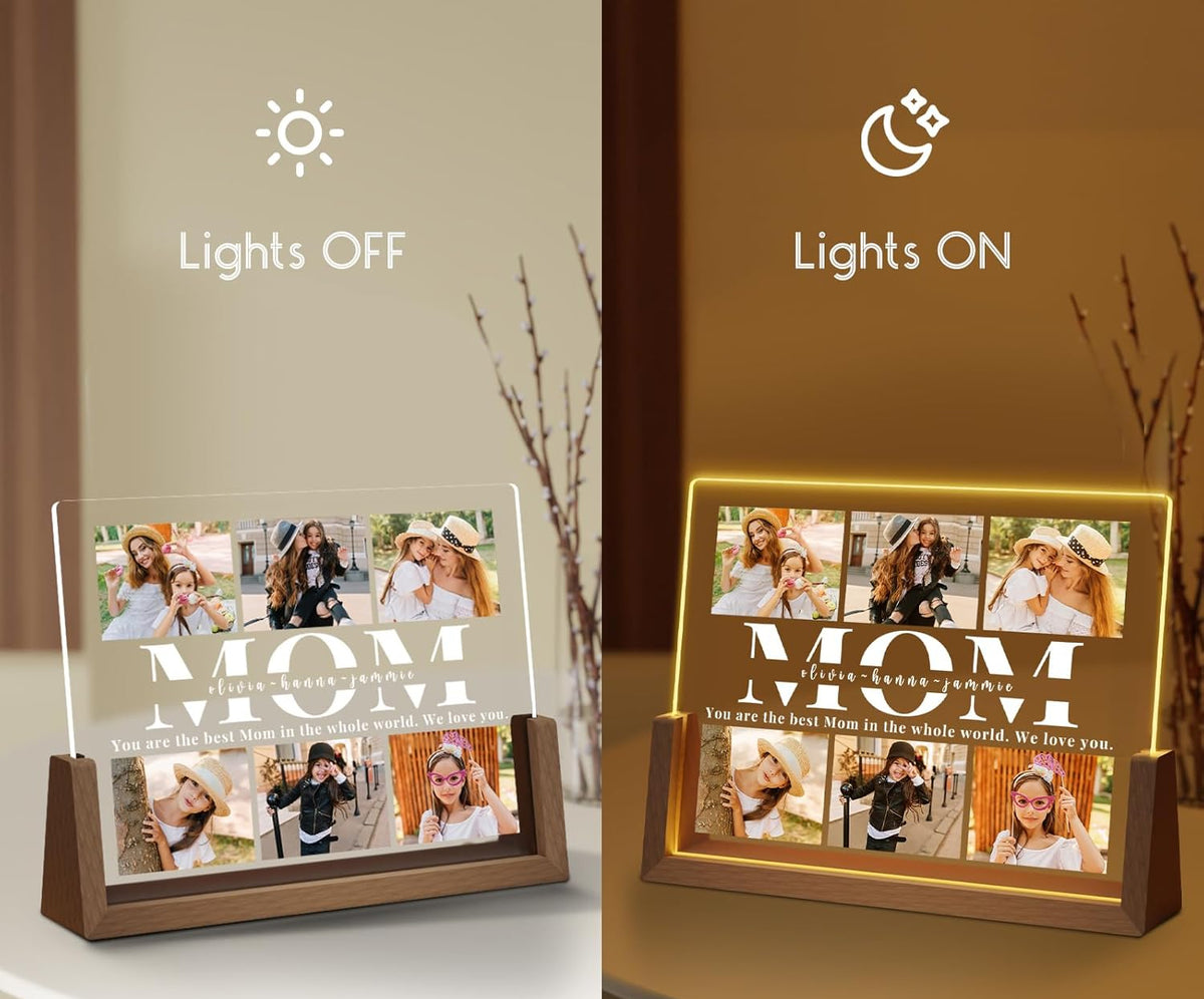 Best Mom In The World Personalized Mothers Day Picture Frame for Mom, Custom Gifts for Mother's Day from Daughter Son Kids, Customized Photos Gifts for Wife from Husband, Best Mom Ever Gifts