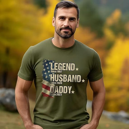 Legend Husband Dad Grandpa Shirt with Customize Nickname, Est, Face - Personalized Fathers Day Shirt, First Time Dad T-Shirt