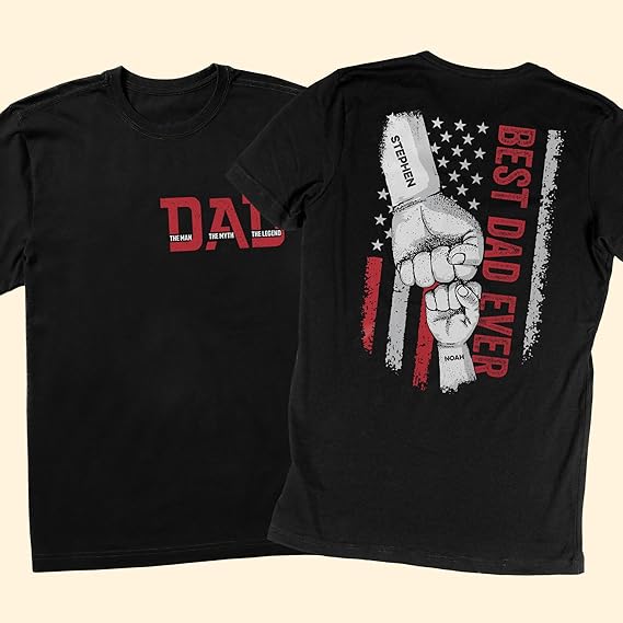 Personalized Shirt for Dad Grandpa Husband Papa - Best Dad Ever - Fathers Day Birthday Gift from Daughter Son Wife