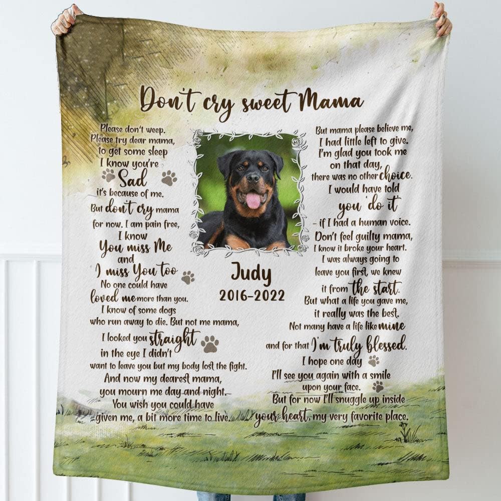 Don't Cry Sweet Mama Personalized Upload Dog Photo Fleece Blanket - Upload Photo - Memorial Gift Idea for Dog Lovers Sympathy Gift Dog Mom 713qCy8rq1L._AC_SL1000.jpg