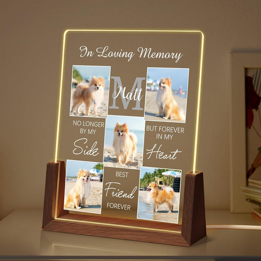 Personalized Dog Memorial Gifts, Custom Acrylic LED Night Light Pet Loss Gifts Cat Pet Memorial Gifts with Pictures, Loss of Dog Sympathy Gifts, Memorial Plaques for Dogs, Memorial Gifts for Pet Lover