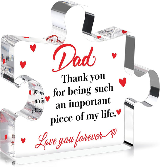 Fathers Day Dad Gifts for Dad Husband from Daughter Son Wife-Acrylic Puzzle Plaque-Birthday Thanksgiving Christmas Retirement Gift Ideas for Home Office Table Desk Decor