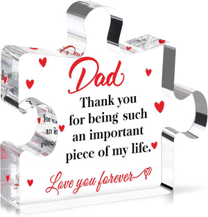 Fathers Day Dad Gifts for Dad Husband from Daughter Son Wife-Acrylic Puzzle Plaque-Birthday Thanksgiving Christmas Retirement Gift Ideas for Home Office Table Desk Decor