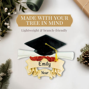 Personalized Graduation Ornament Class of 2025 High School Senior Christmas Ornaments for Tree | Custom Gift Wrapped Grad Cap Scroll Keepsake for Graduates