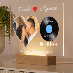 Personalized Our Love Song Acrylic Plaque with Custom Photo & Vinyl Record Design | Romantic Couple Gift with Names, Song & Artist | Wedding, Anniversary or Valentine s Day Keepsake | Love You to th