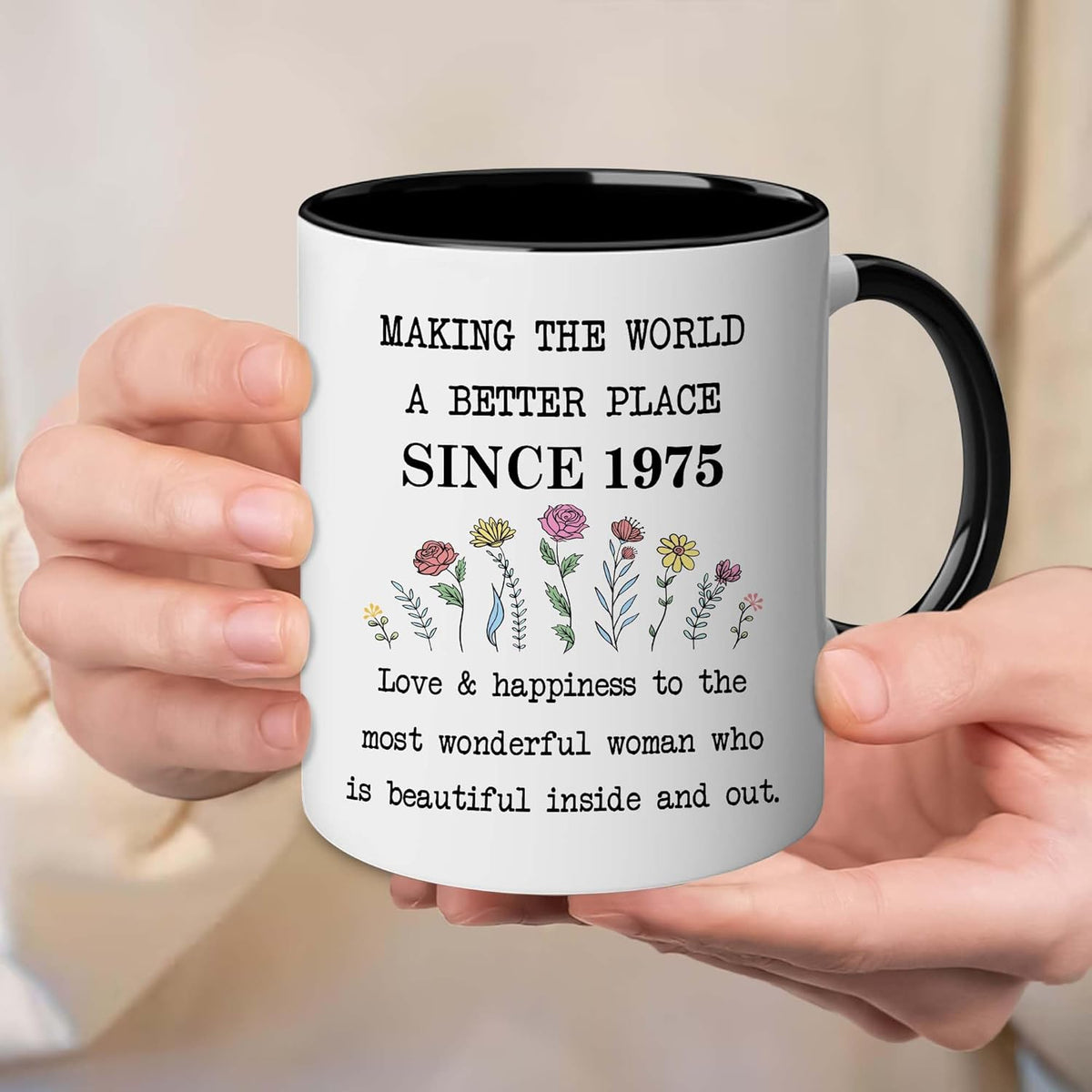 50th Birthday Gifts For Women - 50th Mug For Women - 1975 50th Birthday Decorations - Turning 50 Gift - Custom Birthday Gift For Birthday Women - Custom Year Coffee Mug