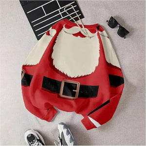 Funny Christmas Shirts for Women Santa Reindeer Graphic Long Sleeve Crewneck Sweatshirts Xmas Ugly Festival Wear