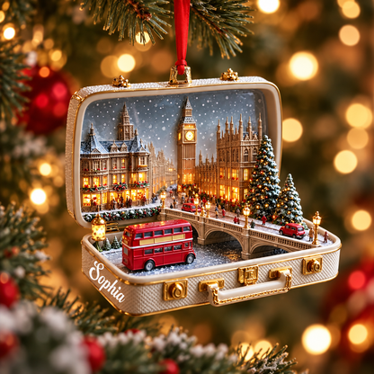 Personalized London Suitcase Christmas Ornament – 3D Big Ben & Red Bus, Custom Name Souvenir Gift for Travelers 7150b532-7866-42a8-be20-14a91a1cd568-Sophia-s-Snowy-London-Christmas-Ornament-1.png