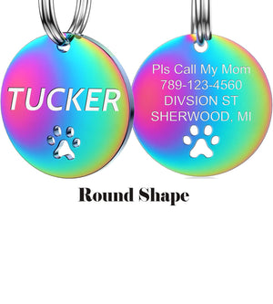 Dog Tags - Personalized Dog Tags with Lovely Icons, Durable Stainless Steel Pet ID Tags for Small Large Dogs Cats, Custom Dog Name Tags Engraved on Both Sides