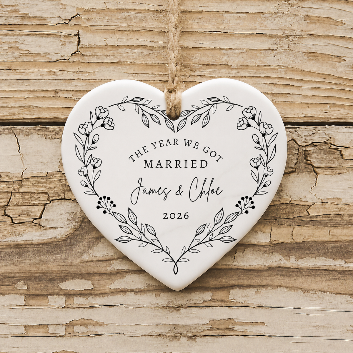 First Christmas Married Ornament, Personalized Wedding Ornament, 1st Christmas As Mr and Mrs Ornament, Newlywed Couple Heart Bauble
