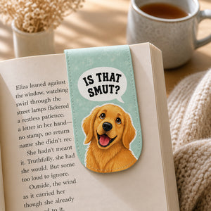 Is That Smut? Golden Retriever Magnetic Bookmark - Magnetic Leather Bookmark 715edbc6-2e8c-4892-886d-611cb57fcbfd.jpg