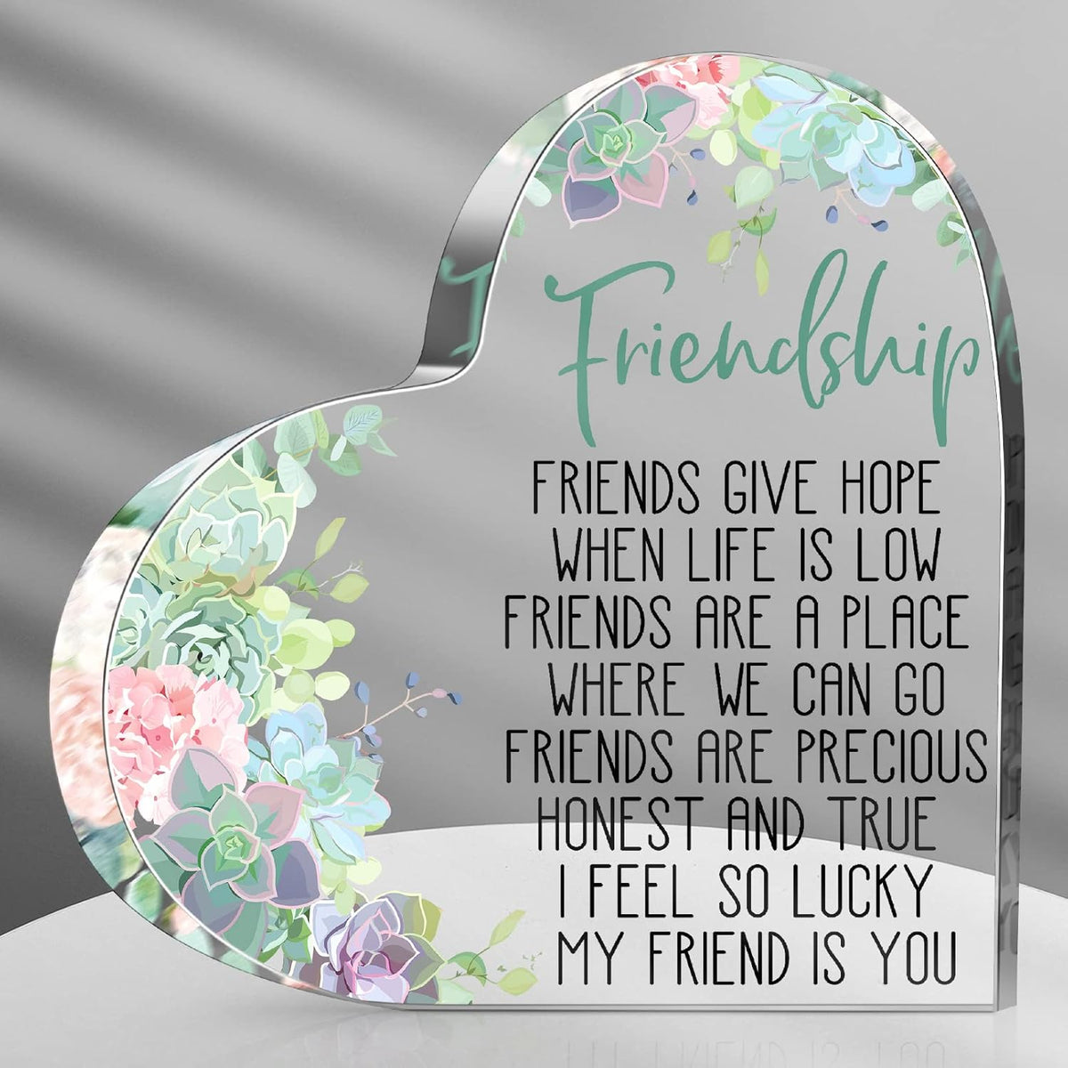 Gift for Friend Friendship Women Friend Friendship Birthday Cheer up Gift Acrylic Heart Butterfly Keepsake Paperweight for Home Office Table Shelf