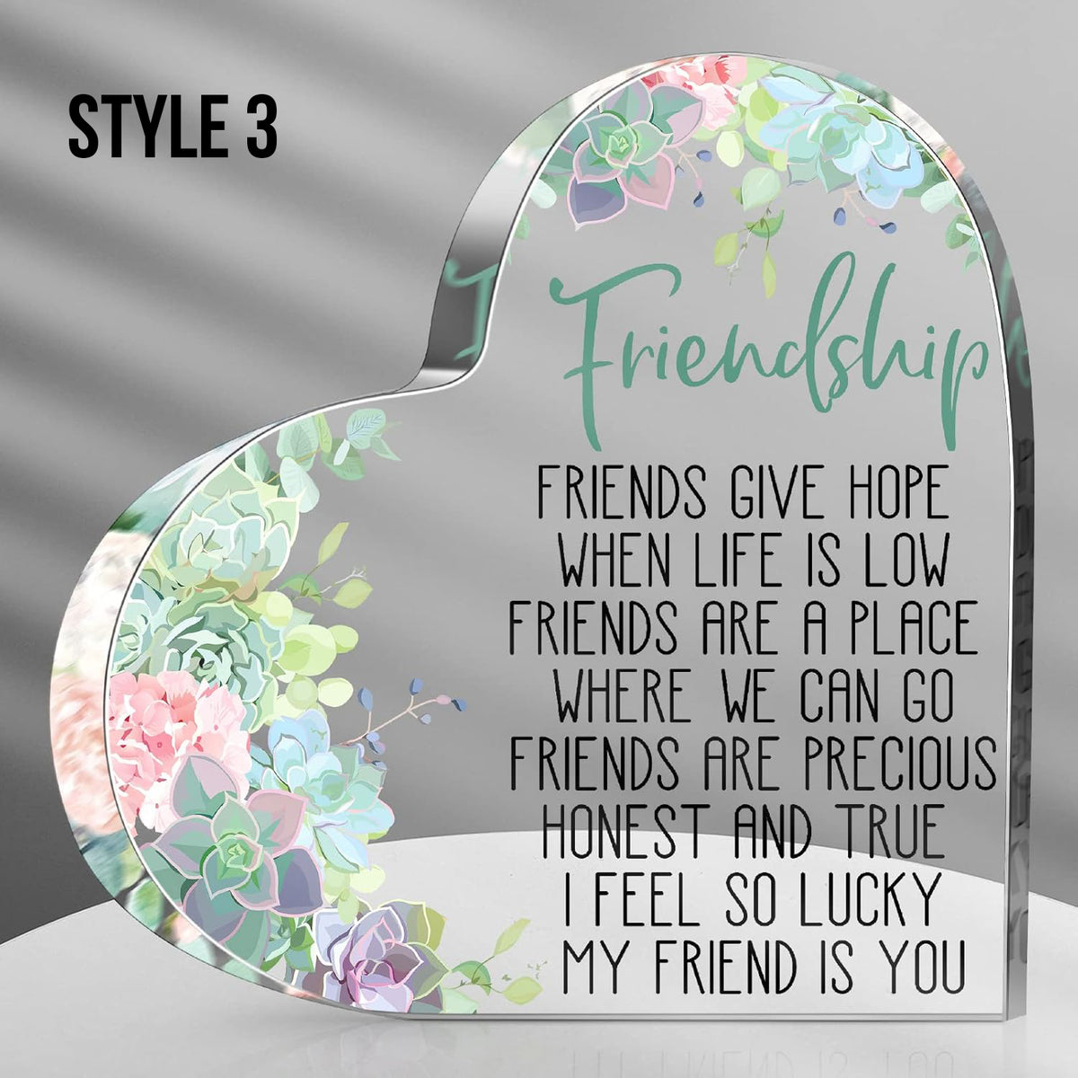 Gift for Friend Friendship Women Friend Friendship Birthday Cheer up Gift Acrylic Heart Butterfly Keepsake Paperweight for Home Office Table Shelf