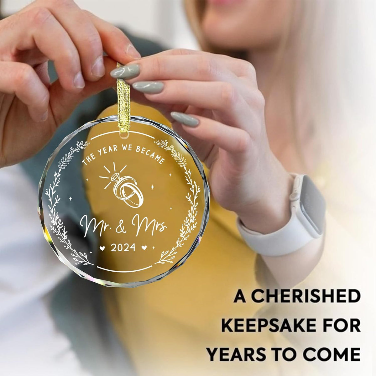 Wedding Gifts - Mr and Mrs Gifts - First Christmas Married Wedding Ornament 2024 - Wedding Just Married Gift for Newlywed Couple, Bride, Groom - Bridal Shower Gifts