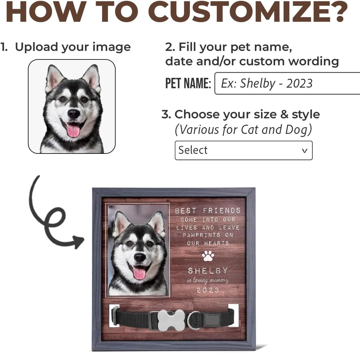 Custom Photo Pet Loss Sign, Collar Frame, Personalized Pet Memorial Sympathy Gifts For Dogs, Cats, Loss Of Dog, Dog Memorial Picture Frame, Pet Loss Sympathy Gift, Pet Loss Gifts