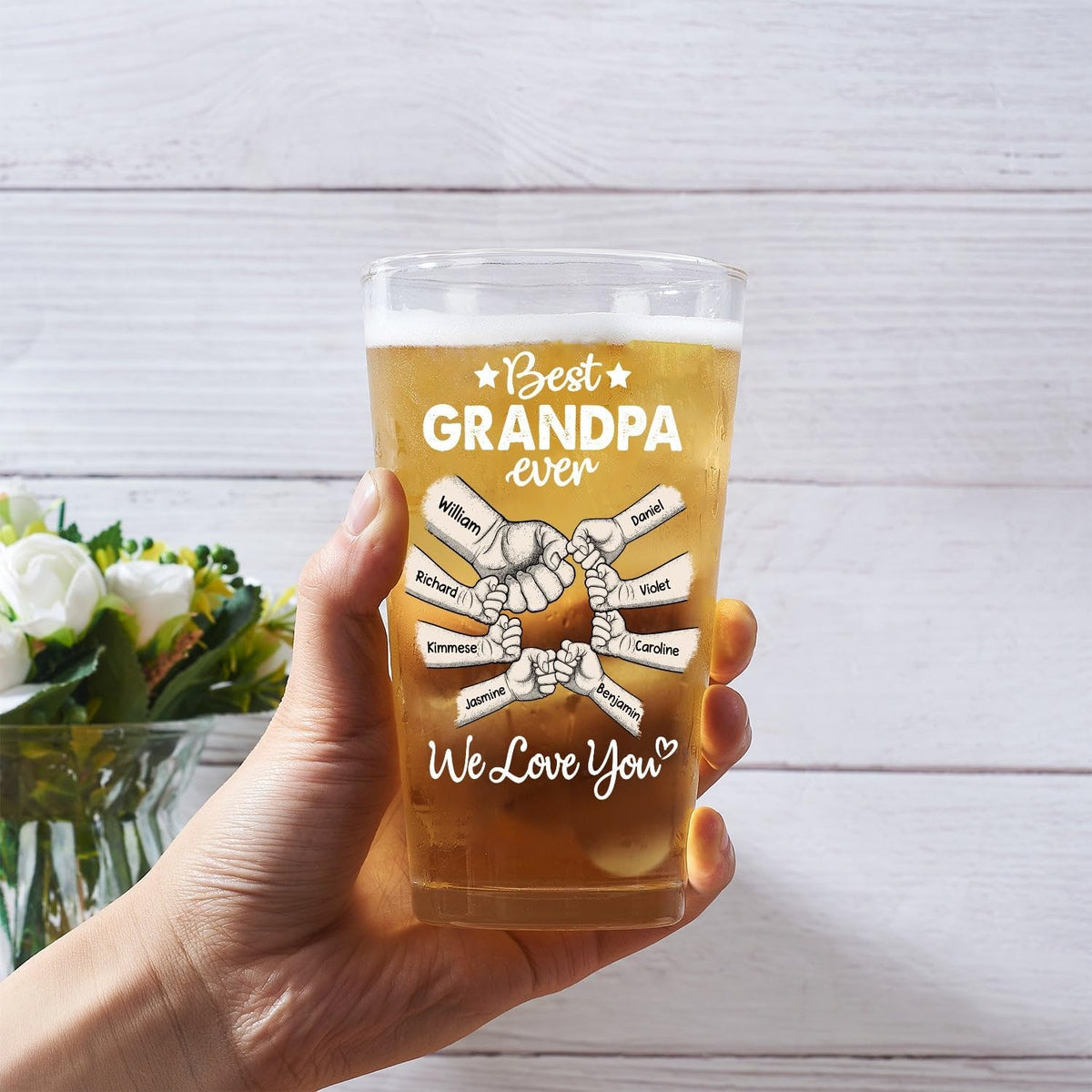 Best Dad Ever Personalized Beer Glass - Gift For Dad, Grandpa - Best Dad Grandpa Ever
