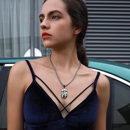 Photo Necklace Personalized for Men Women Dog Tag/Square/Round/Angel Wing/Cat/Oval Shaped Stainless Steel/Gold Plated Picture Pendant Custom Text Memorial Jewelry