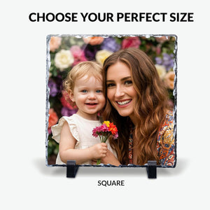 Personalized Picture Slate Frame, Customized Photo Print Stone for Mom, Wife, Women, Her - Custom Mothers Day Gifts for Mother, Grandma, Rock Slate Plaque Frame Family, Dad, Father, Him