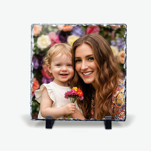 Personalized Picture Slate Frame, Customized Photo Print Stone for Mom, Wife, Women, Her - Custom Mothers Day Gifts for Mother, Grandma, Rock Slate Plaque Frame Family, Dad, Father, Him