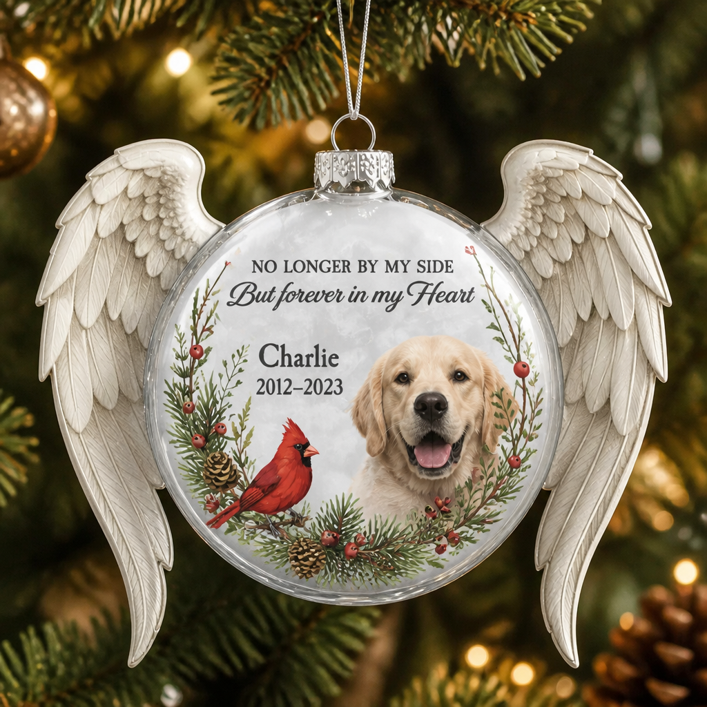 Pet Memorial Photo Bauble Ornament – “No longer by my side” - Personalized Bauble Ornament 71696042-50bc-47ef-9659-844acb06869b.png