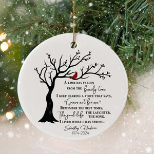 A Limb Has Fallen Memorial Ornament - Red Cardinal, Keepsake, Remembrance Gift, Custom Ornament Family Tree - Family Loss