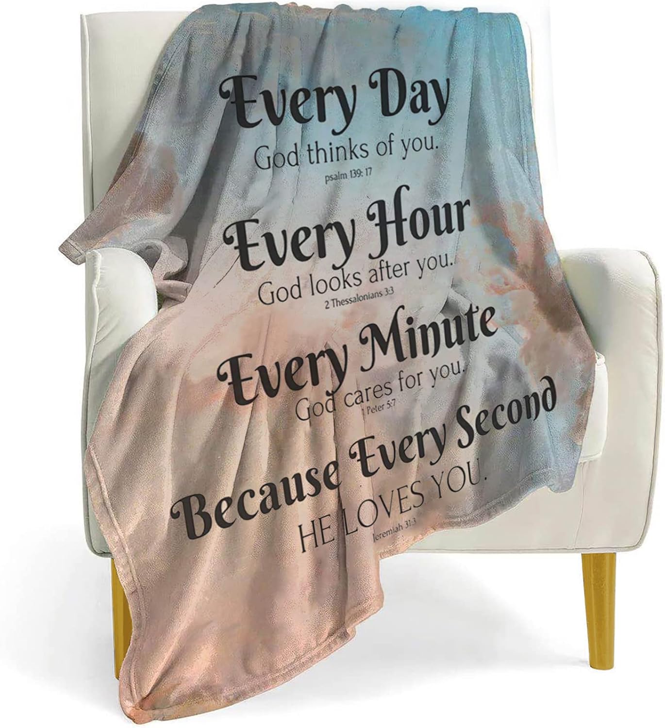 Verse Blanket with Inspirational Thoughts and Prayers- Religious Throw Blanket Soft Lightweight Cozy Plush Warm Blankets for Women Men Gift