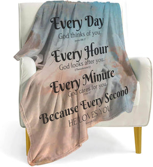 Verse Blanket with Inspirational Thoughts and Prayers- Religious Throw Blanket Soft Lightweight Cozy Plush Warm Blankets for Women Men Gift