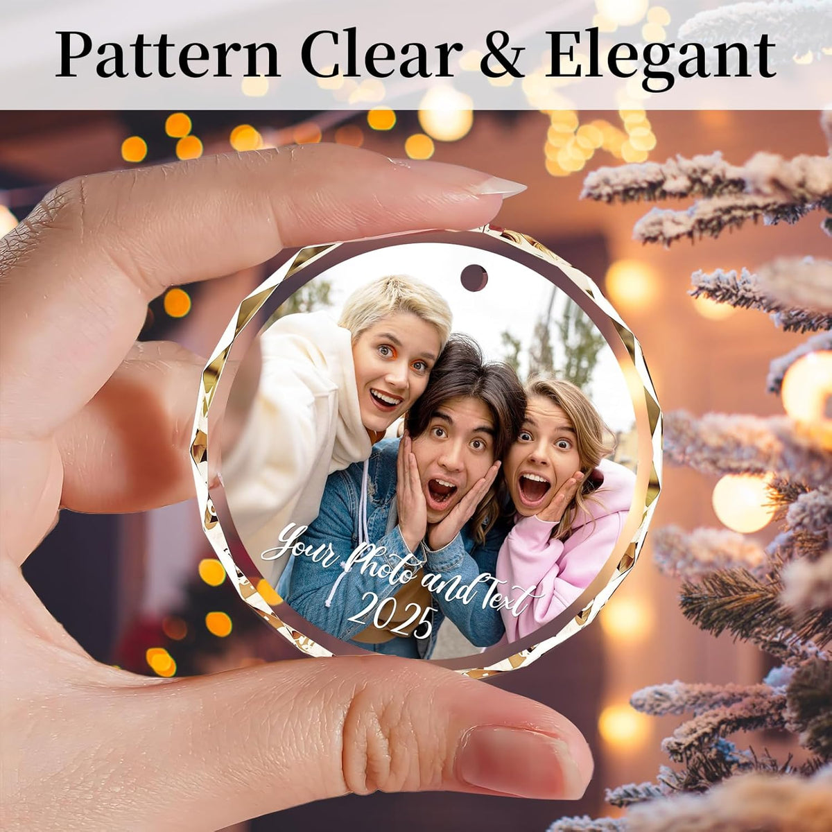 Personalized Crystal Christmas Ornaments with Photo,Custom Christmas Ornament,Wedding Gifts for Couples,Bridal Shower Gifts for Bride