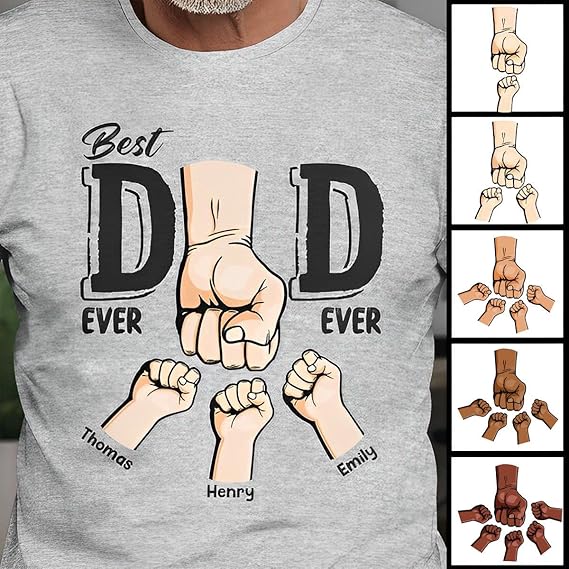 Best Dad Ever Ever - Family Personalized, Custom Unisex T-Shirt, Personalized Dad Grandkids with Name Shirt