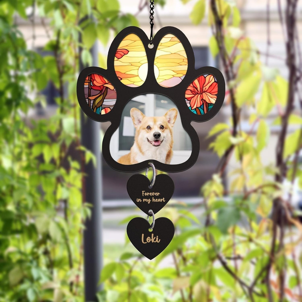 Personalized Dog Memorial Suncatcher with Photo, SunCatcher Gift for Someone Who Lost a Dog, Dog Remembrance Stained Glass, Sympathy Gift for Loss of Fur Baby, Pet Day, Christmas