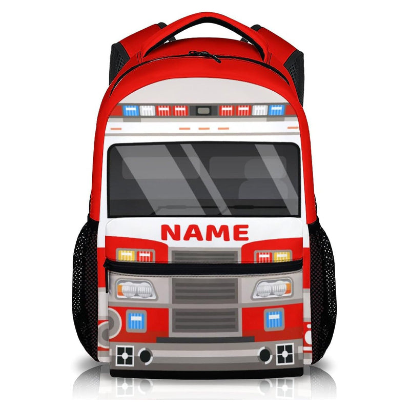 Kids Backpacks for Boys 3-6, 17 Back to School Gifts for Kids Children, Personalized Fire Truck Bookbag Supplies with Pockets for Kindergarten Preschool, Custom School Backpacks for Truck Lovers