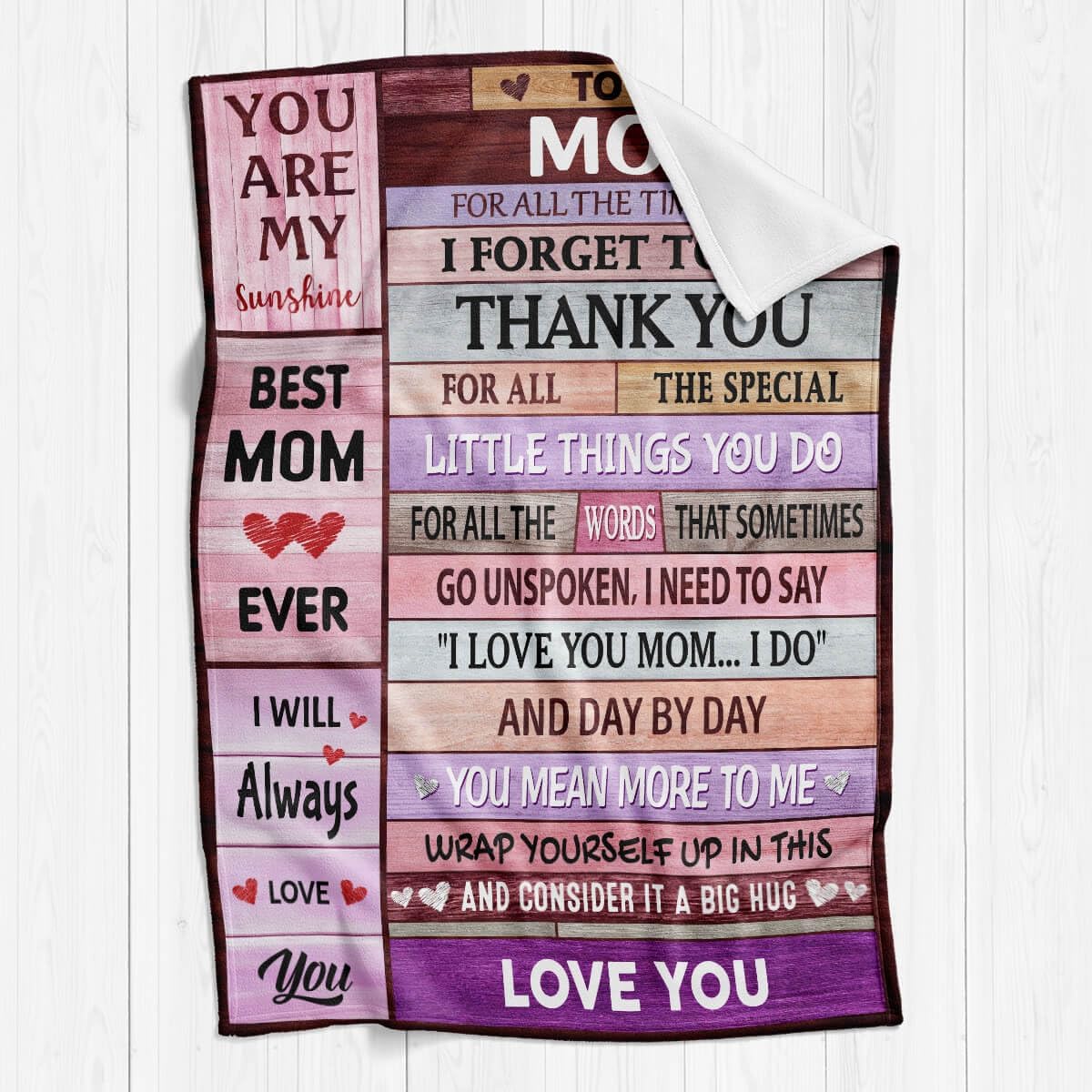 Mom Blankets Gifts for Mom from Daughter & Son, I Love You Mothers Step Letter Warm Soft Throw Blankets, Mother Blankets Gifts for Mothers Day Birthday
