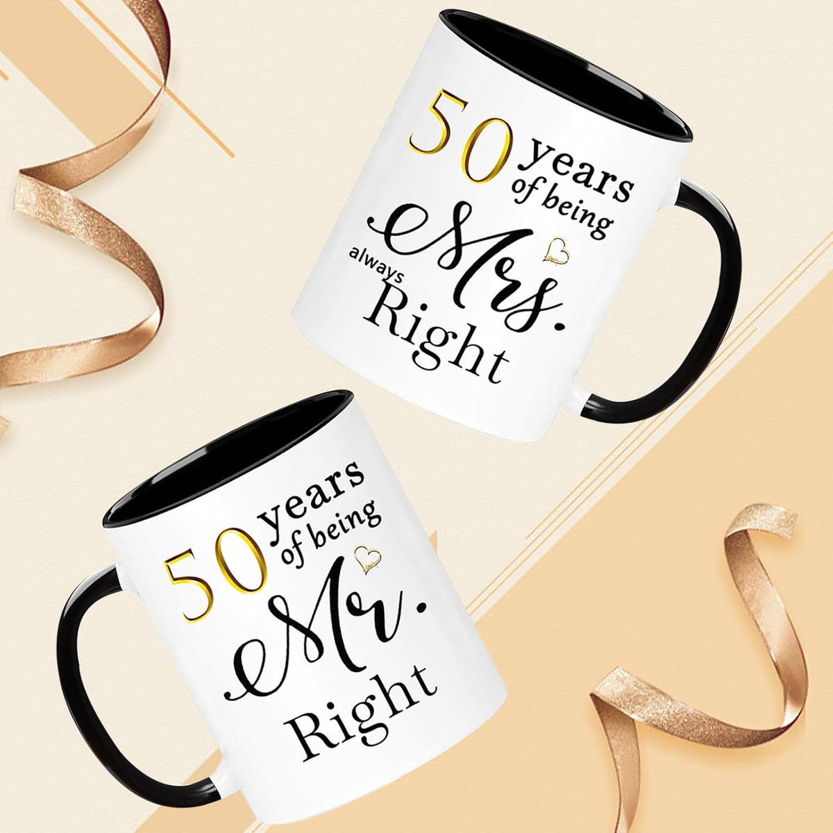 50 Year Anniversary Birthday Coffee Mugs 50th Wedding Anniversary Decorations Gifts for Couple Grandparents Parents Women Men Wife Husband Her Him, 50th Birthday Gifts