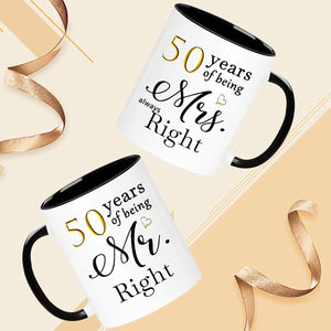 50 Year Anniversary Birthday Coffee Mugs 50th Wedding Anniversary Decorations Gifts for Couple Grandparents Parents Women Men Wife Husband Her Him, 50th Birthday Gifts