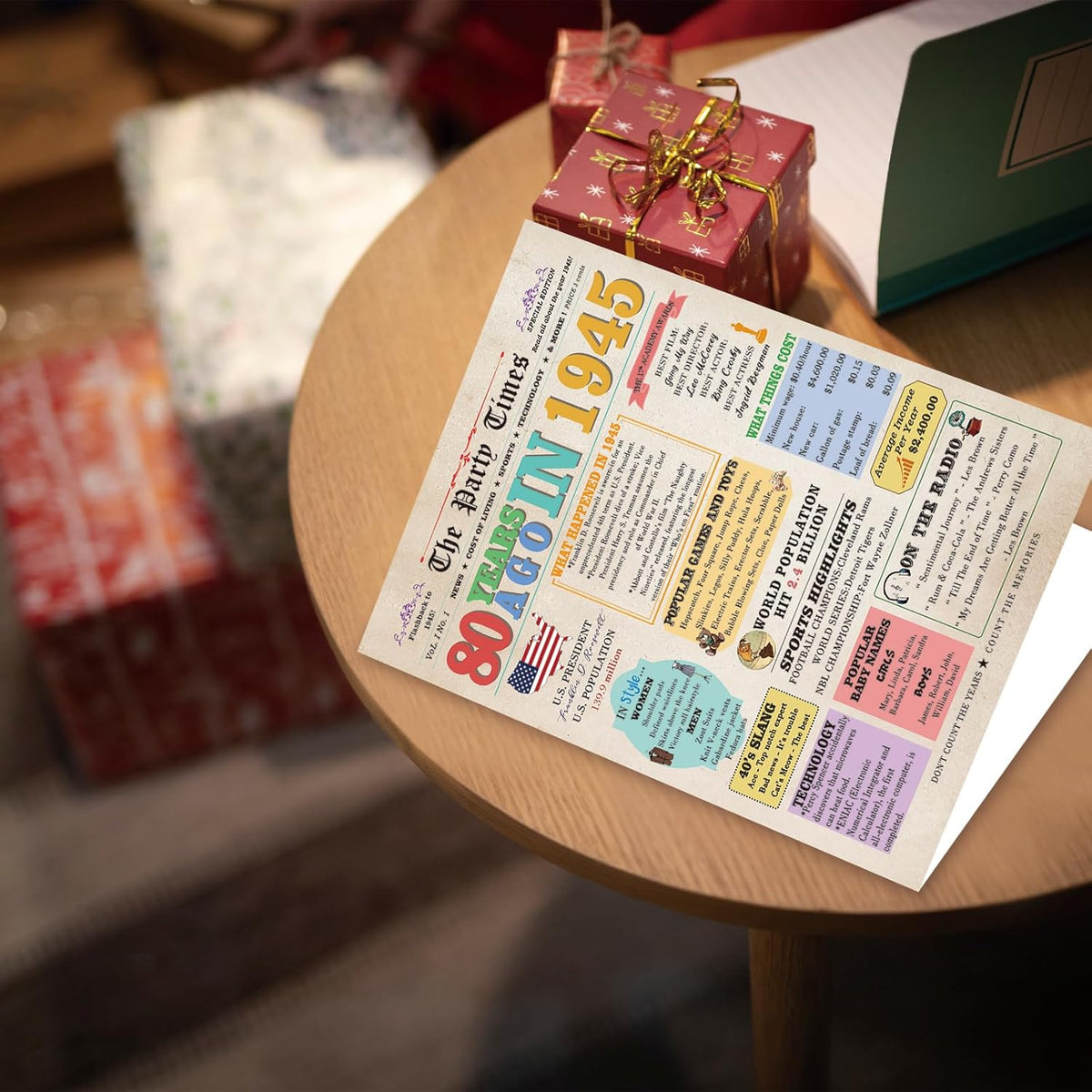 Happy 80th Birthday Gifts Decorations for Women Men, Retro 80 Years Old Birthday Card for Female Male, Great Eighty Bday Gift Ideas for Mom Dad