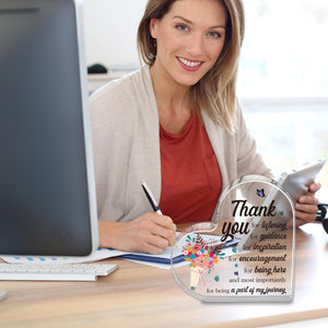 Thank You Teacher Gifts for Women Boss Principal Teacher Appreciation Gifts Bulk Gift for Coworker Boss Lady Therapist Supervisor Mentor Secretary Gift Acrylic Plaque Office Desk Decoration
