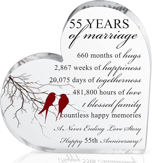 Years of Marriage Gift Wedding Anniversary Heart Marriage Keepsake Decoration Gift for Couple Parent Women Mom Husband Wife