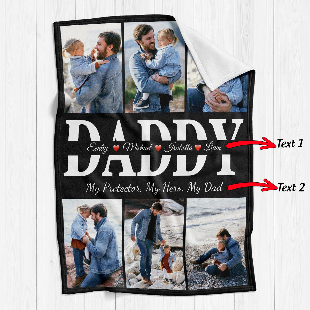 Fathers Day Personalized Gifts for Dad from Daughter Son Gifts for Dad Custom Blankets with Photo, Personalized Photo Blankets Customized Blanket with Picture
