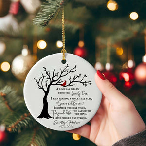 A Limb Has Fallen Memorial Ornament - Red Cardinal, Keepsake, Remembrance Gift, Custom Ornament Family Tree - Family Loss