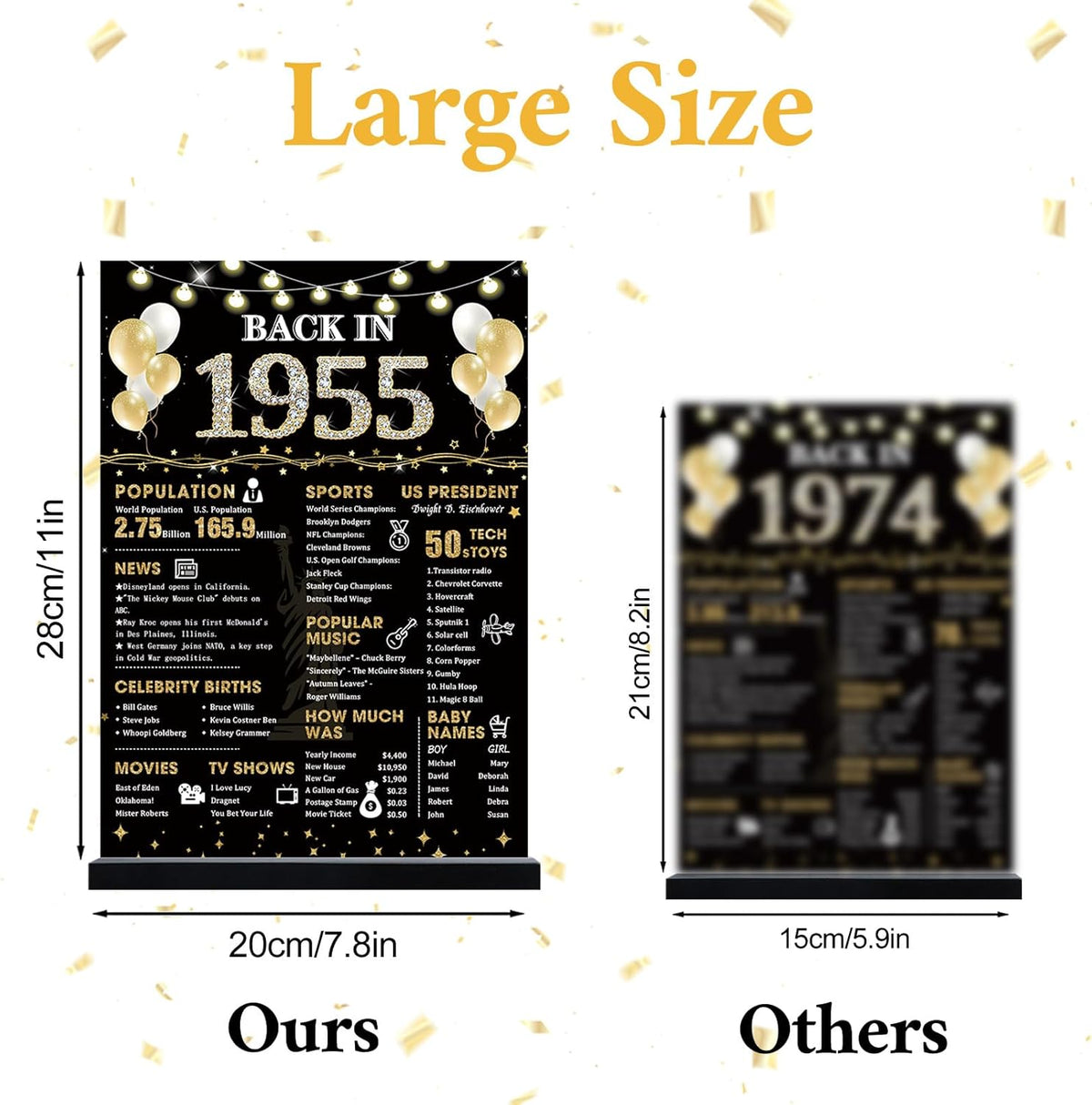 60th Birthday Decorations Gift for Women Men, Black Gold Back in 1965 Poster Acrylic Sign Centerpiece 60th Anniversary Table Decor, 60 Years Old Birthday Party Supplies