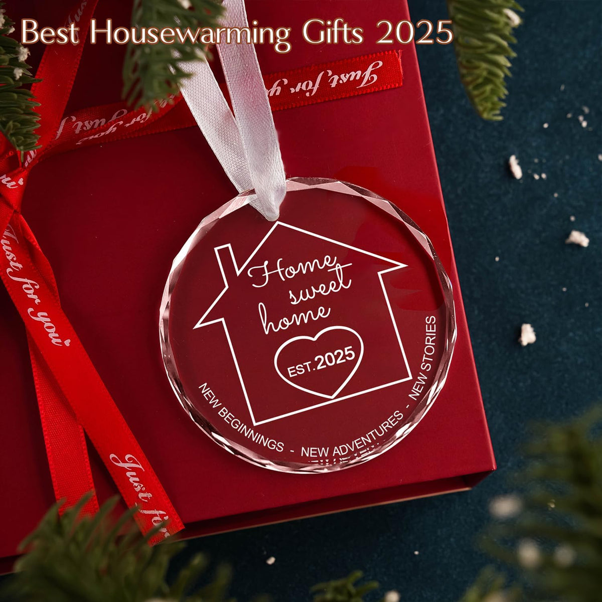 House Warming Gifts New Home 2025, Home Sweet Home New Home Gifts Ideas for Couple, Women, Men, New Homeowner, Housewarming Gift New Apartment - Glass Christmas Ornament