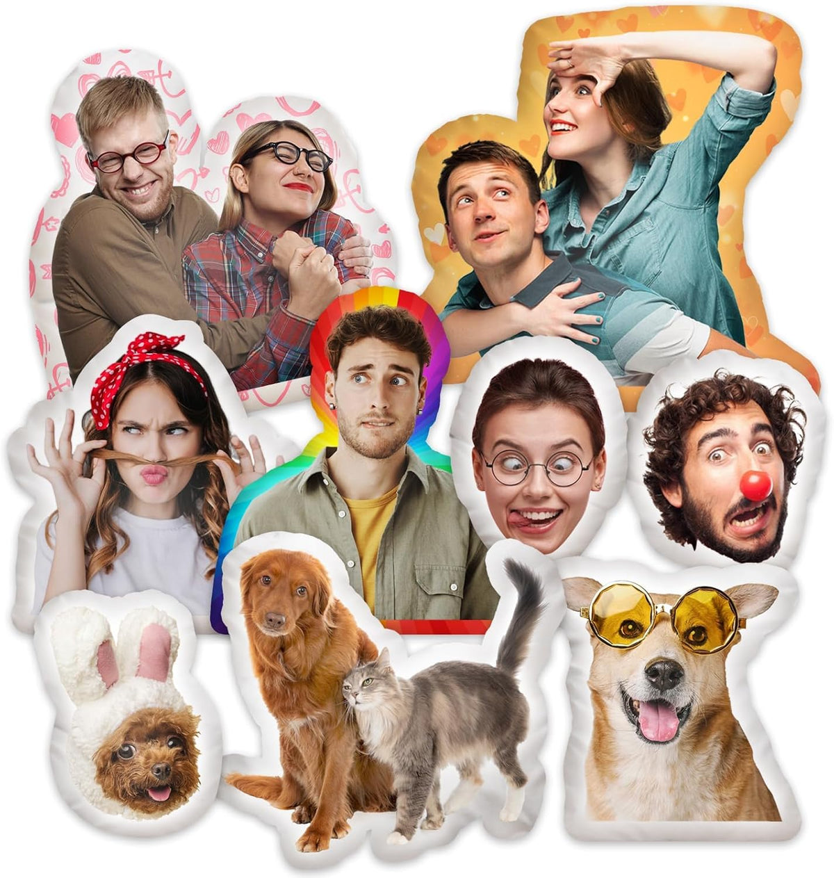 Custom Pillow - Custom Pet Pillow with Photo - Personalized Photo Shaped Dog Cat Face Pillow Gift - Customized Stuffed Animal Picture Pillows Fathers Day Memorial Gifts - Double Sided Print