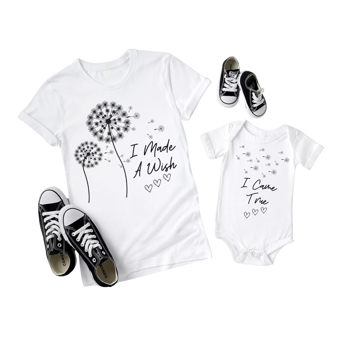 Personalized Handmade I Made a Wish, and I Came True Matching couple gift shirt for Baby Shower, Pregnancy Announcement, New Mom Gift, Newborn Hospital Outfit