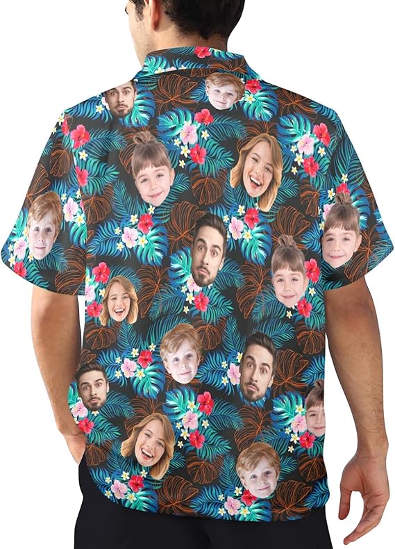 Personalized Hawaiian Shirt with Face, Custom Photo Shirt, Button Up Shirts for Men Father's Day Gift Summer Gift Birthday Party Gift
