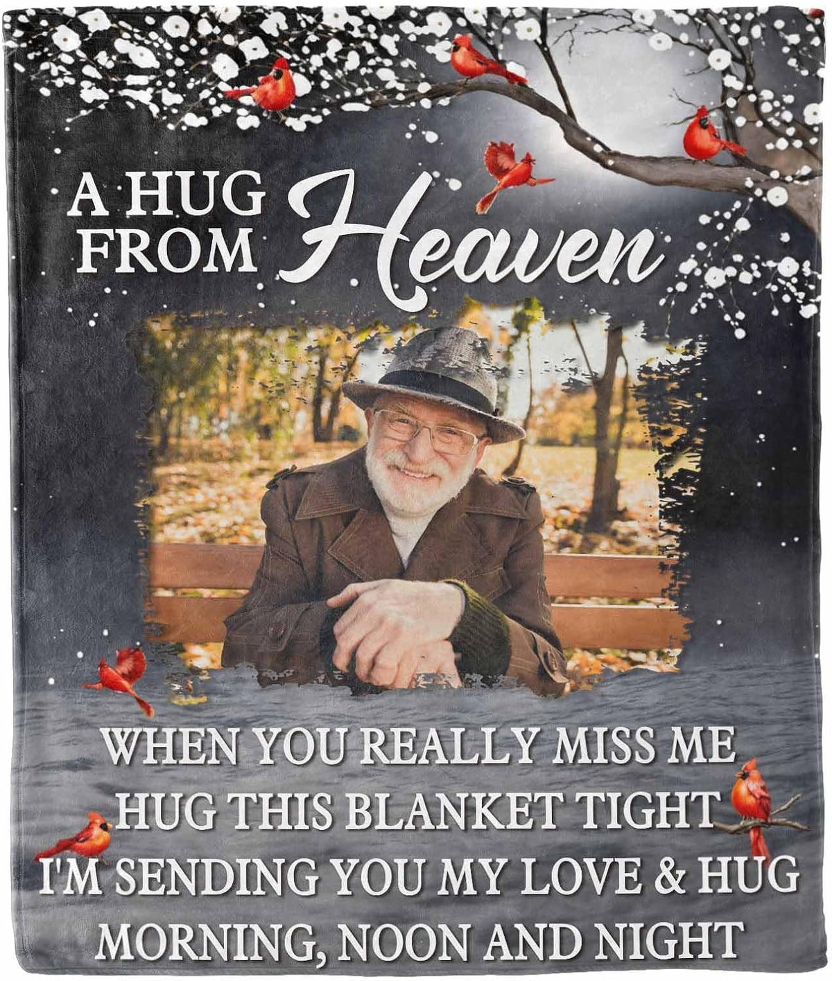 Custom Memorial Blanket with Photos for Loss of Loved One, Loving Memory Personalized Sympathy Blanket for Loss of Dad Mom Husband Wife Friend in Memory of Loved One Gifts