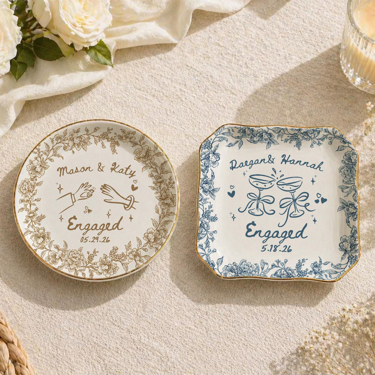 Personalized Ceramic Ring Dish, Custom Engagement Gift, Whimsical Gift for Engaged Couples Newlyweds Friends, Wedding Bride & Groom 719032ca-6024-4e51-99f9-639bfab0635e-11.jpg