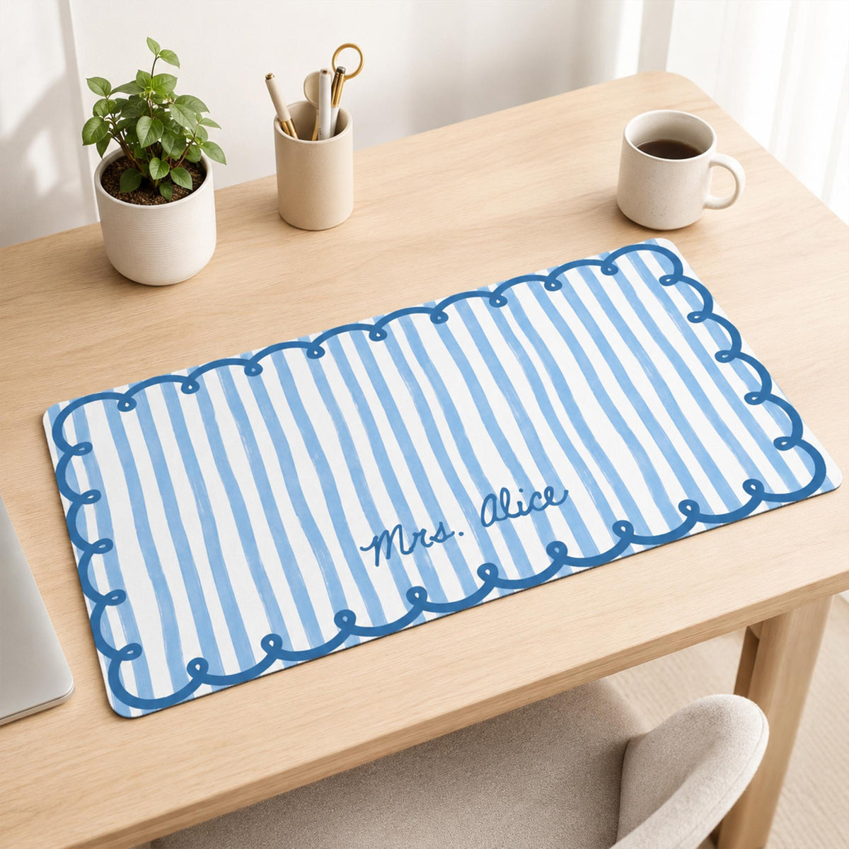 Custom Name Scalloped Stripe Desk Mat, Pastel Stripe Keyboard, Wavy Edge Preppy Workspace Decor, Gift for Teacher, Back to School Gift 7191c5af-d2dd-48db-9f44-0b3186117ca9-12.jpg