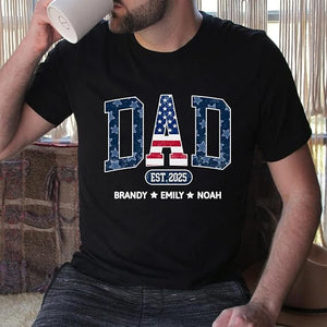 Personalized Dad Shirts Custom Dad Est Shirt with Kids Names Grandpa Papa Shirts Birthday Fathers Day Shirt for Daddy