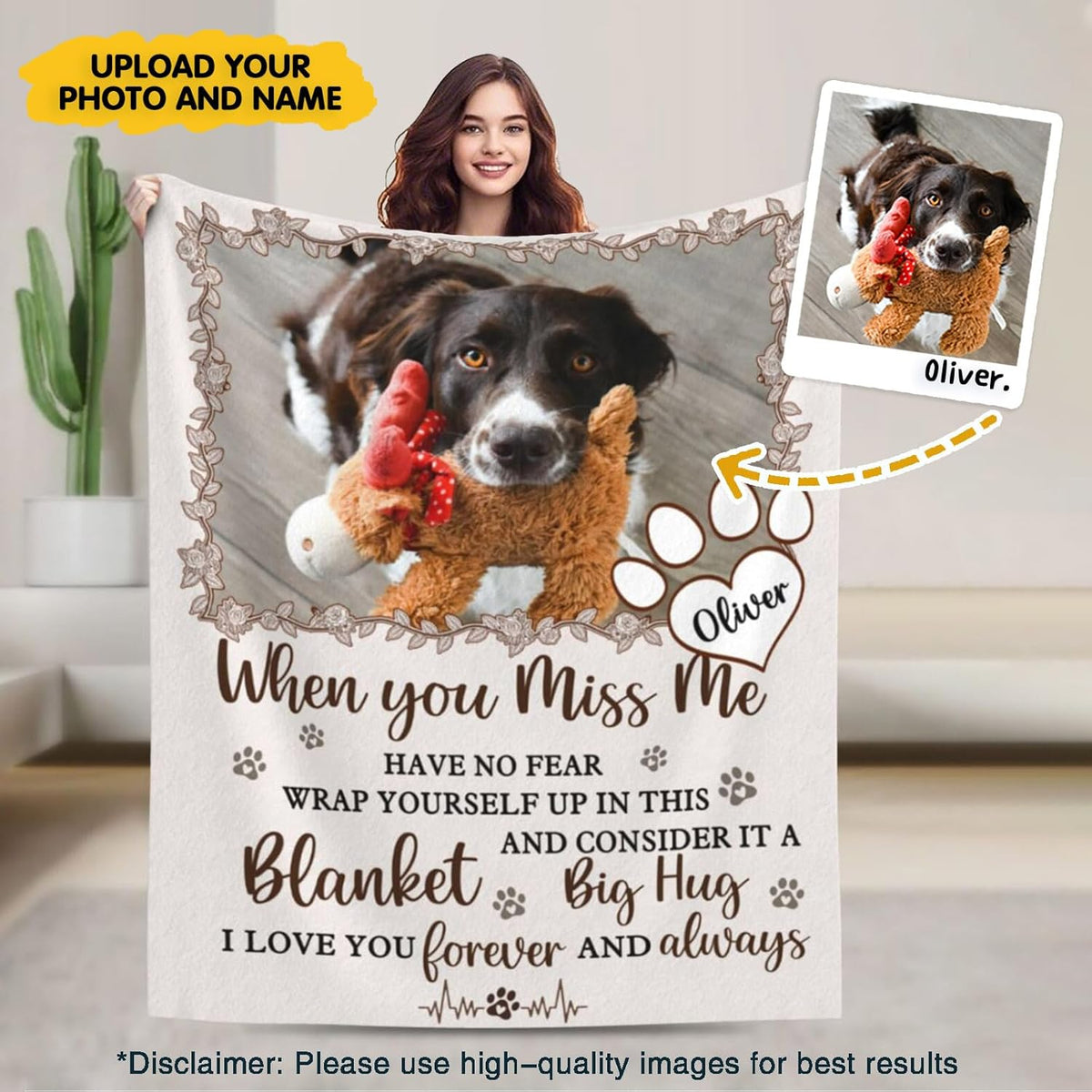 Custom Pet Memorial Blanket with Photo,Personalized Dog/Cat Loss Sympathy Gift,Pet Loss Bereavement Remembrance Gifts,Flannel Throw Blanket with Pictures